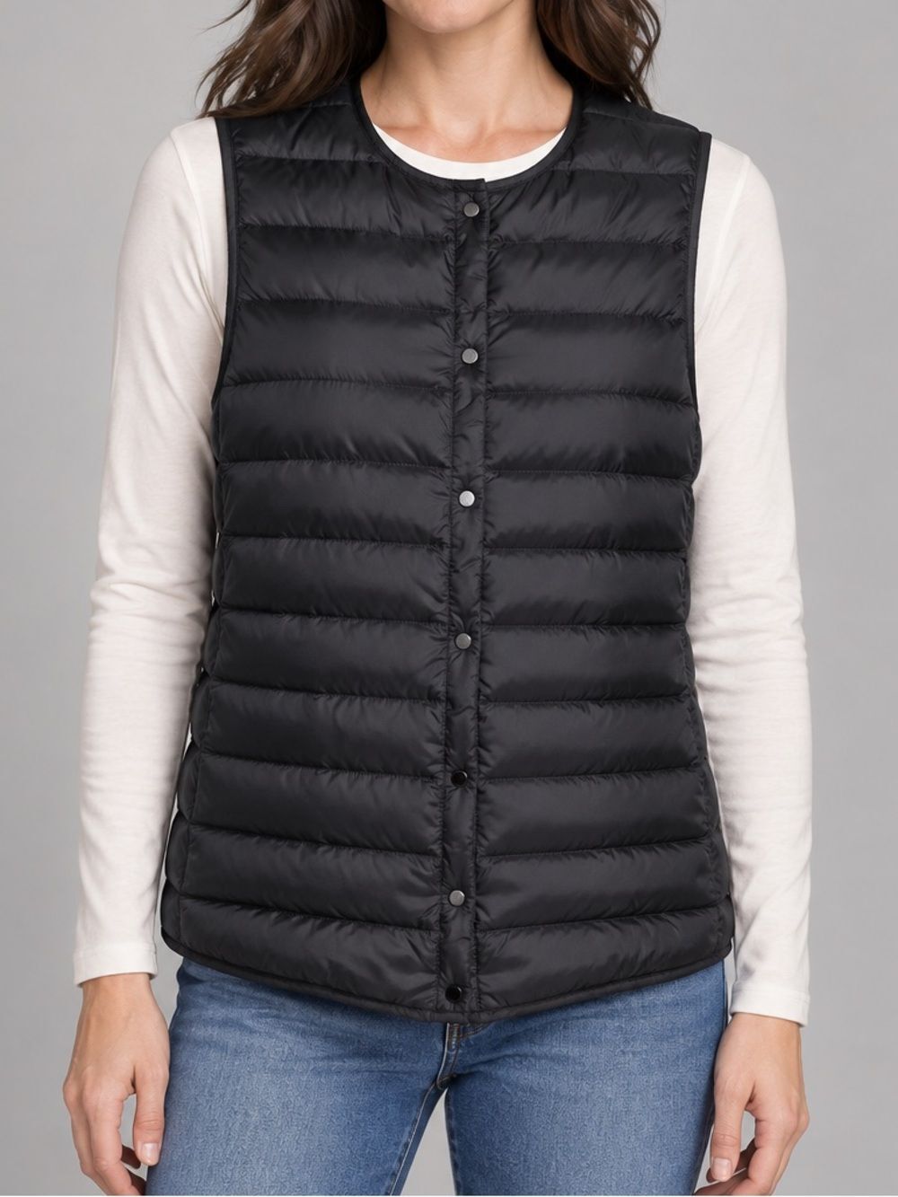 Kerisma Black Down Snap Button Vest Sz. L